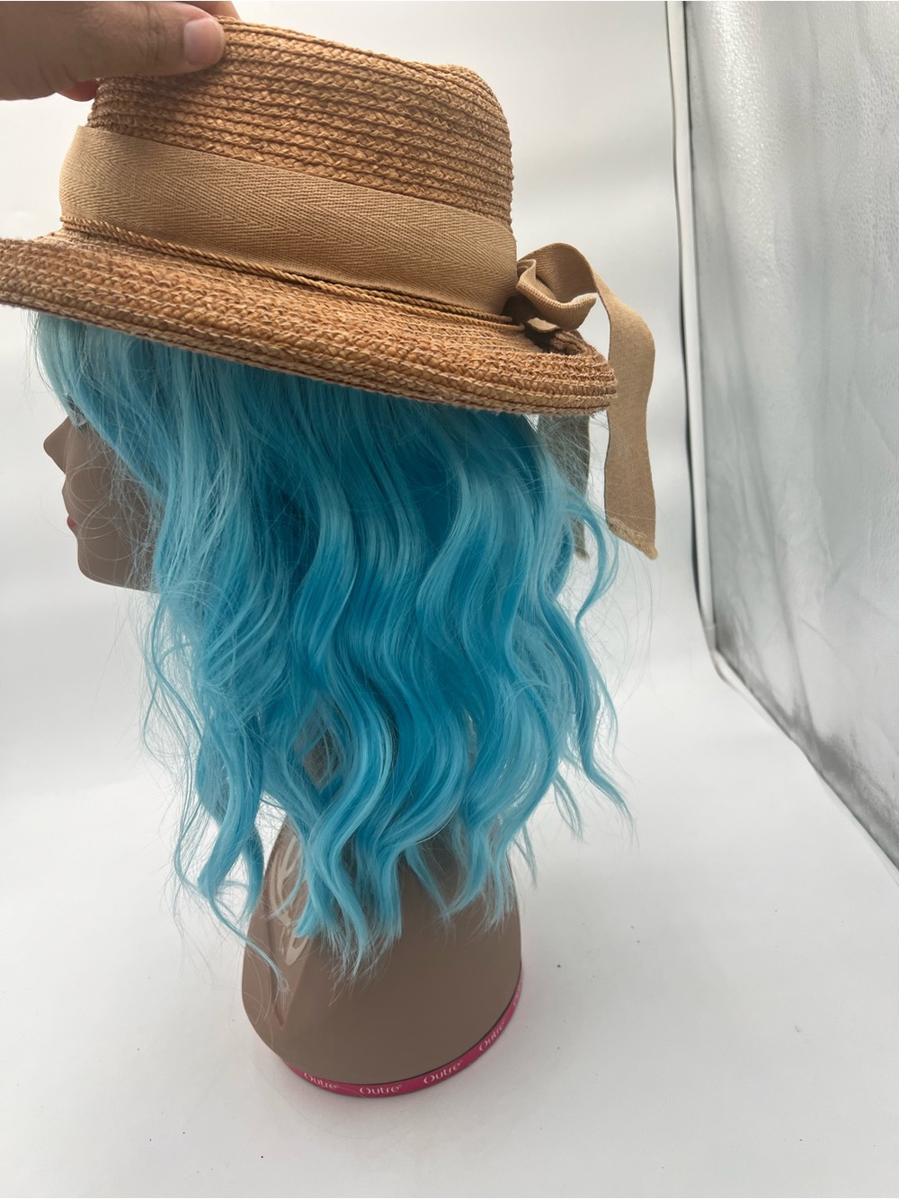 Light Blue Short Curly Wig with Bangs – Synthetic Cosplay/Party Wig - Picture 5 of 9